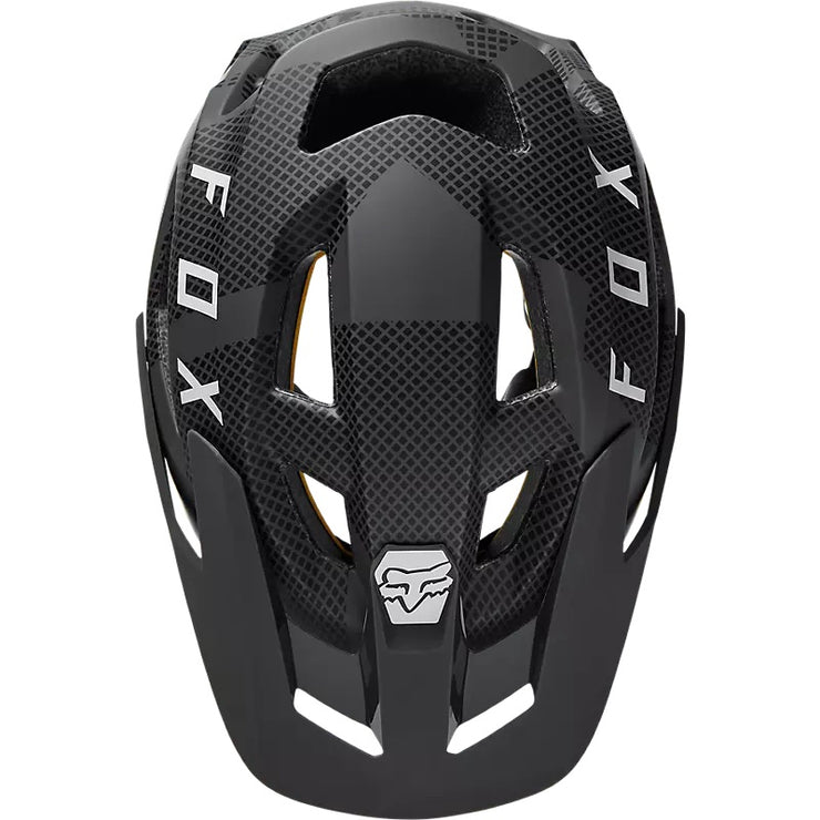 Fox Speedframe Camo Helmet, camo grey, top view.
