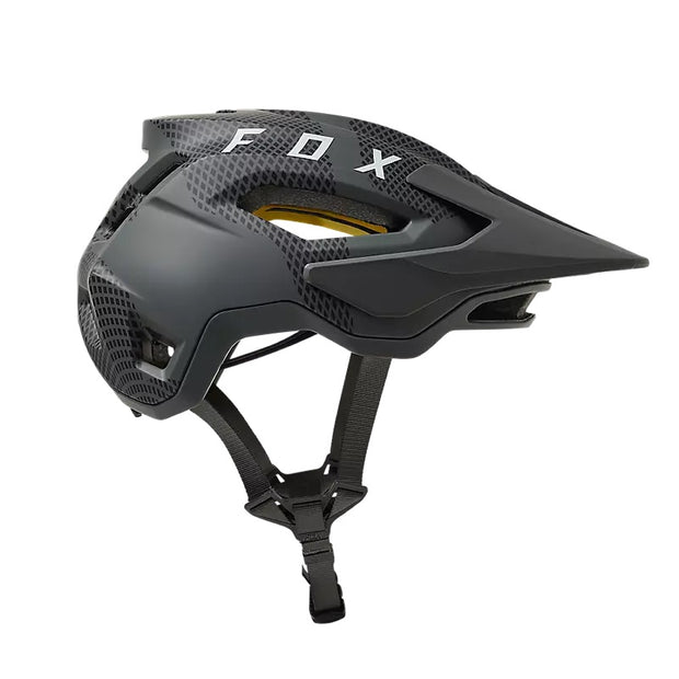 Fox Speedframe Camo Helmet, camo grey, side view.