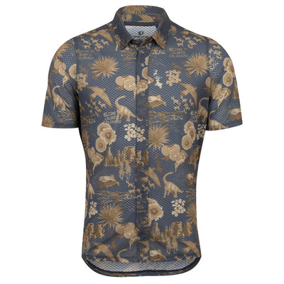 Pearl izumi Canyon Tech Snap Short Sleeve, dark ink coslope, front view.