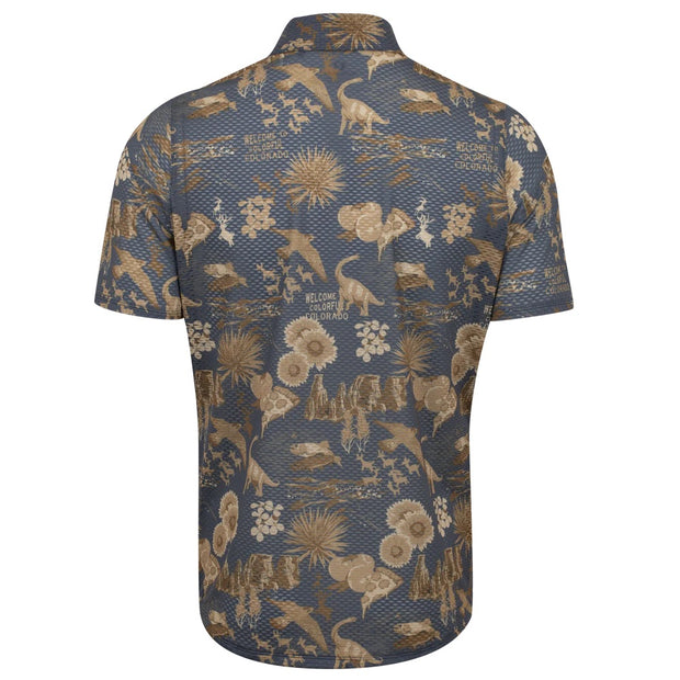 Pearl izumi Canyon Tech Snap Short Sleeve, dark ink coslope, back view.