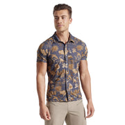Pearl izumi Canyon Tech Snap Short Sleeve, dark ink coslope, front view on model