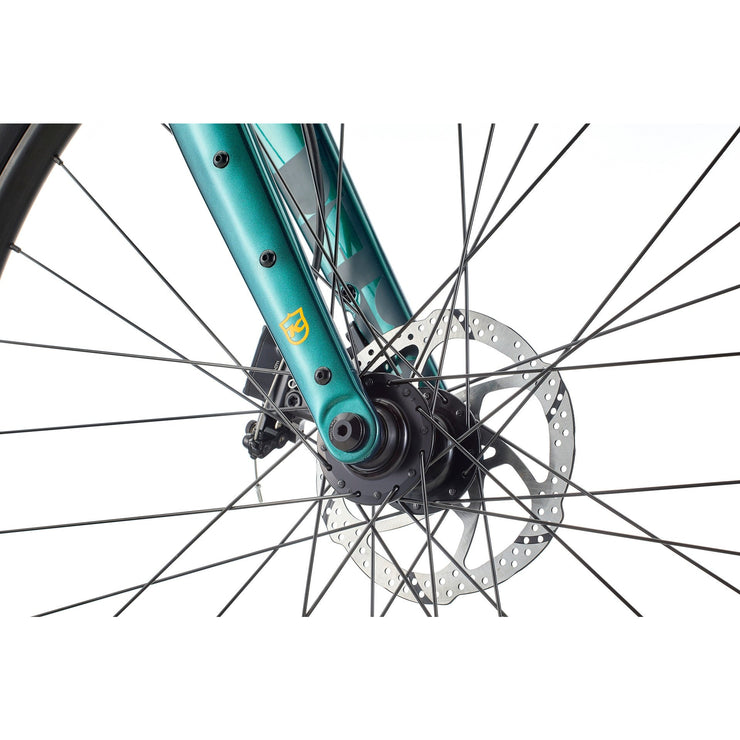 2022 Kona Libre metallic green front hub view