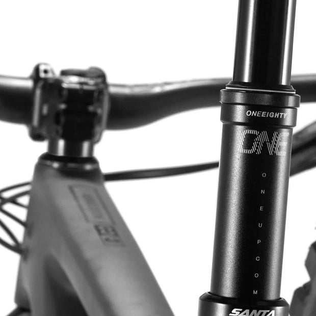 OneUp Dropper Post V2, Black, Modeled on a mountain bike view