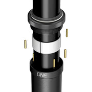 OneUp Dropper Post V2, Black/White, Shim travel adjust assembly view.