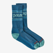Patagonia Lightweight Merino Performance Crew Socks, wavy blue, full view.