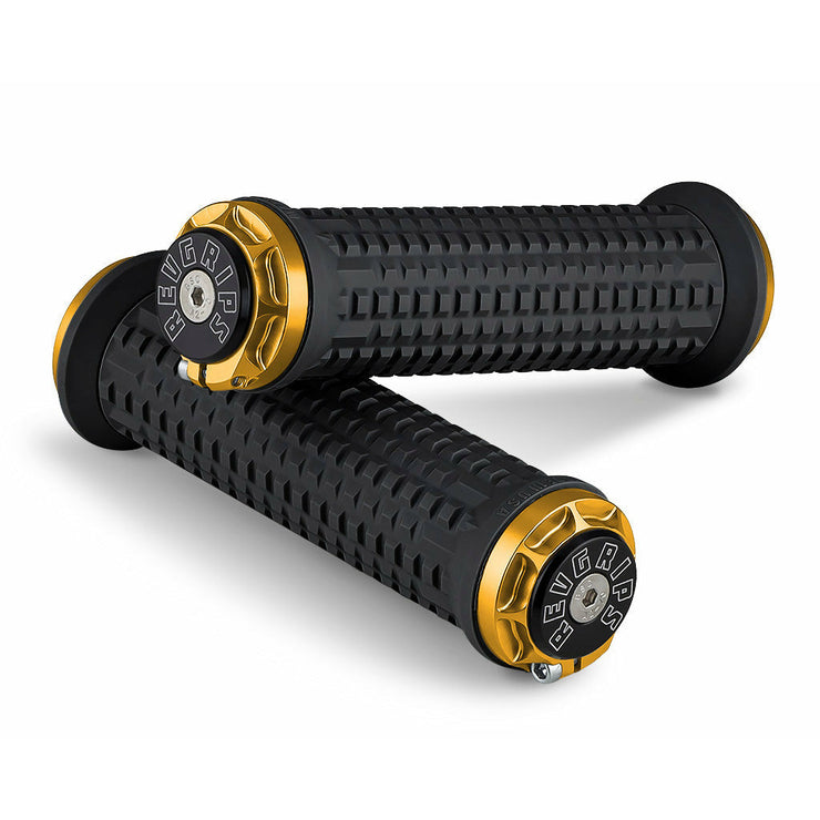 RevGrips Pro Series Suspension Grips pair in black/gold full view