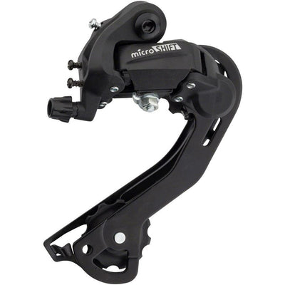 microSHIFT M21 Rear Derailleur 6/7-Speed, Long Cage, Black, Full View