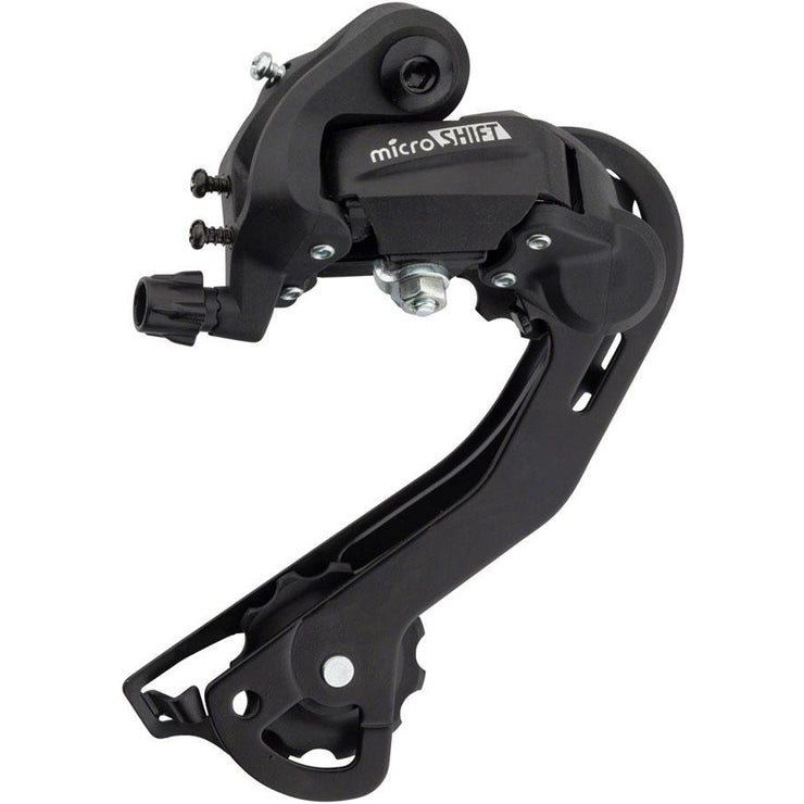 microSHIFT M21 Rear Derailleur 6/7-Speed, Long Cage, Black, Full View