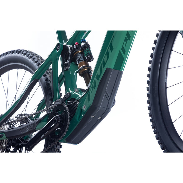 2023 Pivot Shuttle LT RIDE SLX/XT 29, Northern Lights Green, battery view.