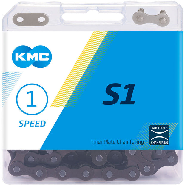 KMC S1 Single Speed Chain, Black, full view.