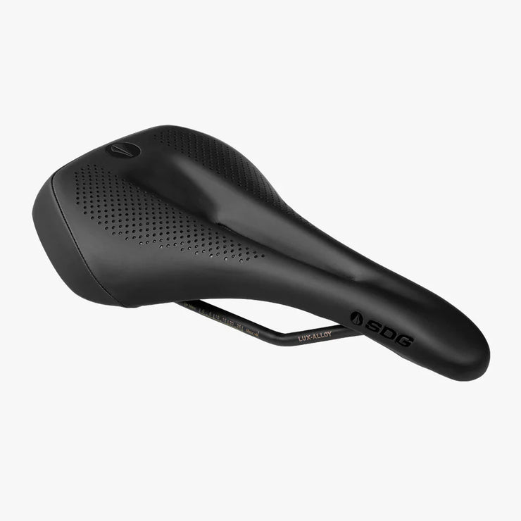 SDG Allure V2 Saddle - Lux-Alloy, black, full view.