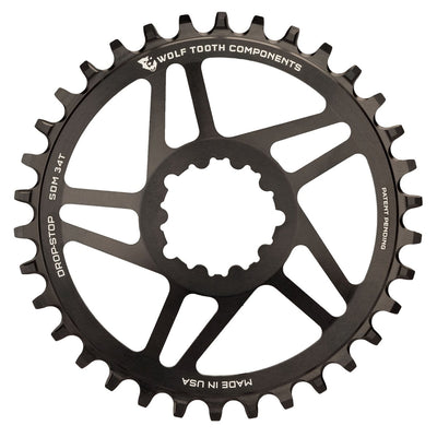 Wolf Tooth Direct Mount Chainring - 32t, SRAM Direct Mount, Drop-Stop, For SRAM 3-Bolt Cranksets, 6mm Offset, Black, Full View