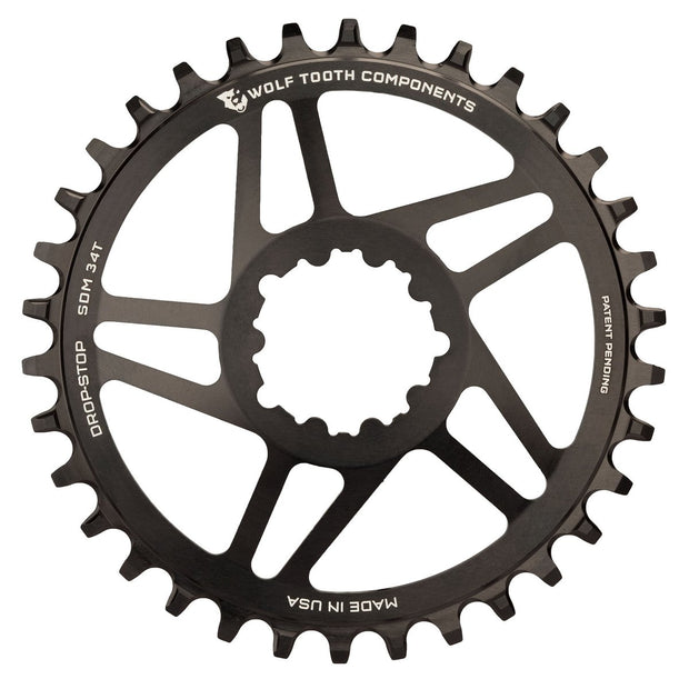 Wolf Tooth Direct Mount Chainring - 32t, SRAM Direct Mount, Drop-Stop, For SRAM 3-Bolt Cranksets, 6mm Offset, Black, Full View