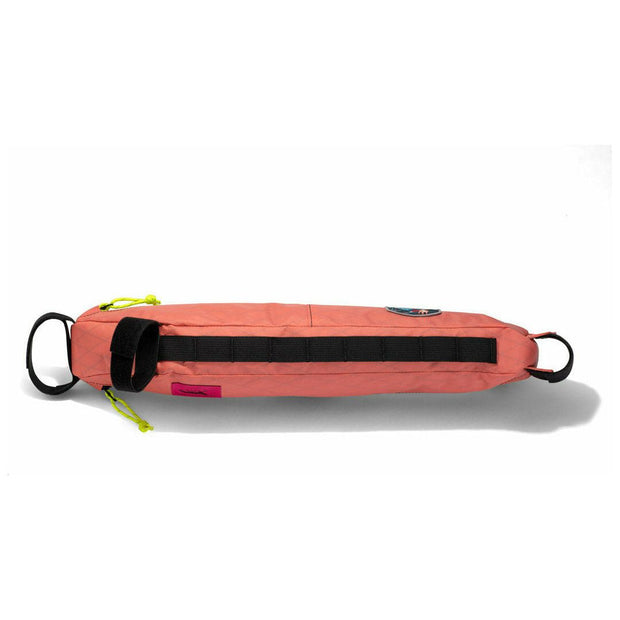 2022 Swift Industries Campout Hold Fast Frame Bag, Coral, view of underside of the bag