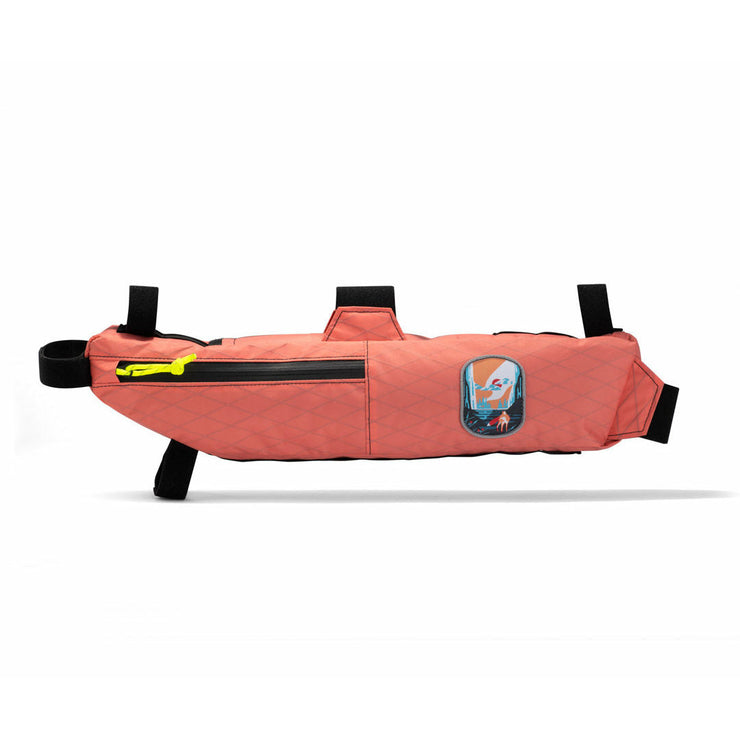 2022 Swift Industries Campout Hold Fast Frame Bag, Coral, view of non-drive side of the bag 