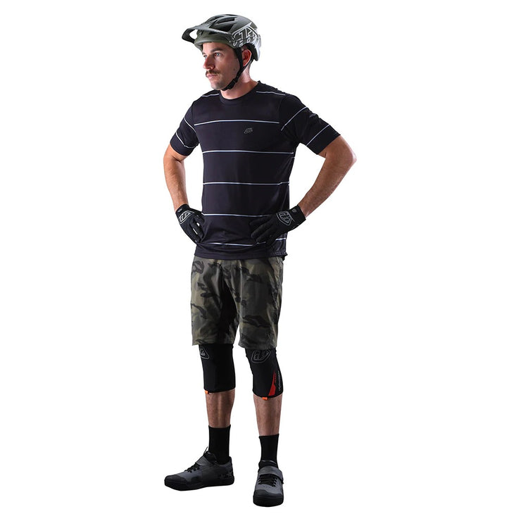 Troy Lee Designs Flowline Short Sleeve Jersey, Revert Black, Side view on a model