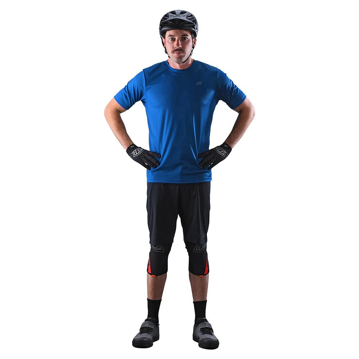 Troy Lee Designs Flowline Short Sleeve Jersey, Solid Slate Blue, Front view on a model