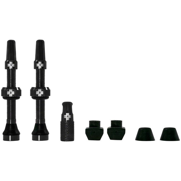 Muc-Off Tubeless Valve Kit: Black, fits Road and Mountain, 44mm, Pair, Full View