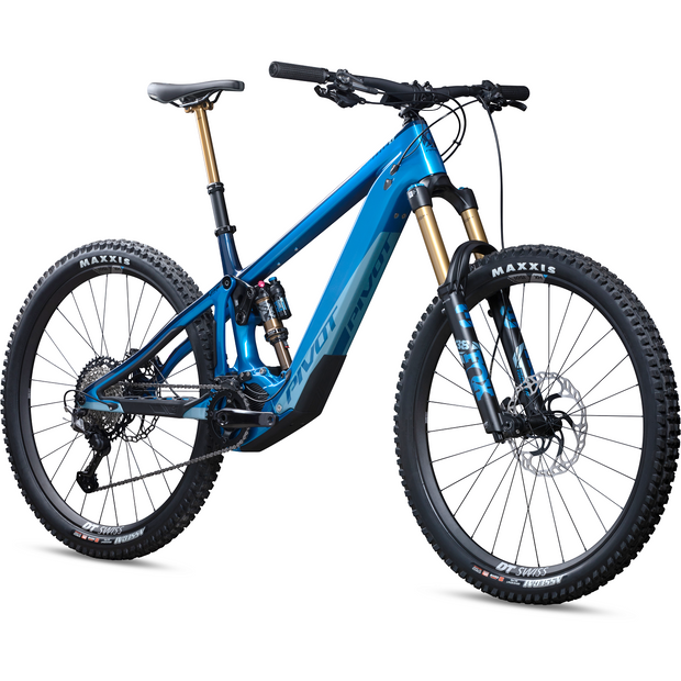 2023 Pivot Shuttle LT RIDE SLX/XT 29, Bass Boat Blue Tritone, fork view.