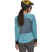 Patagonia Women's Long Sleeve Dirt Craft Jersey Upwell Blue on-model back view