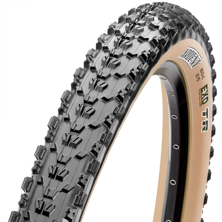 Maxxis Ardent Tire - 27.5 x 2.25, Tubeless, Folding, Black/Tan, Dual, EXO, Mountain Bike Tire, full view.