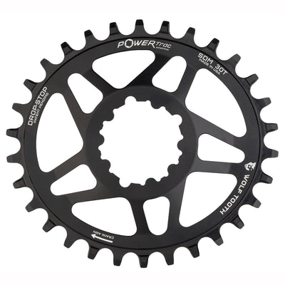 Wolf Tooth Elliptical Direct Mount Chainring - 30t, SRAM Direct Mount, Drop-Stop, For SRAM BB30 Short Spindle Cranksets, 0mm Offset, Black, Full View
