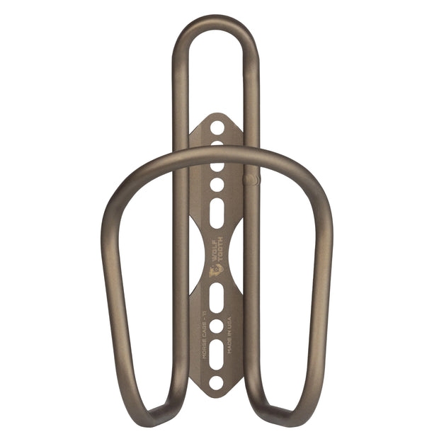 Wolf Tooth Morse Titanium Bottle Cage, Espresso, Front View