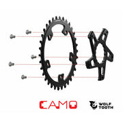 Wolf Tooth CAMO Aluminum Round Chainring - 36t, Black, Full View