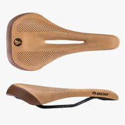 SDG Allure V2 Saddle - Lux-Alloy, brown, top and side view.