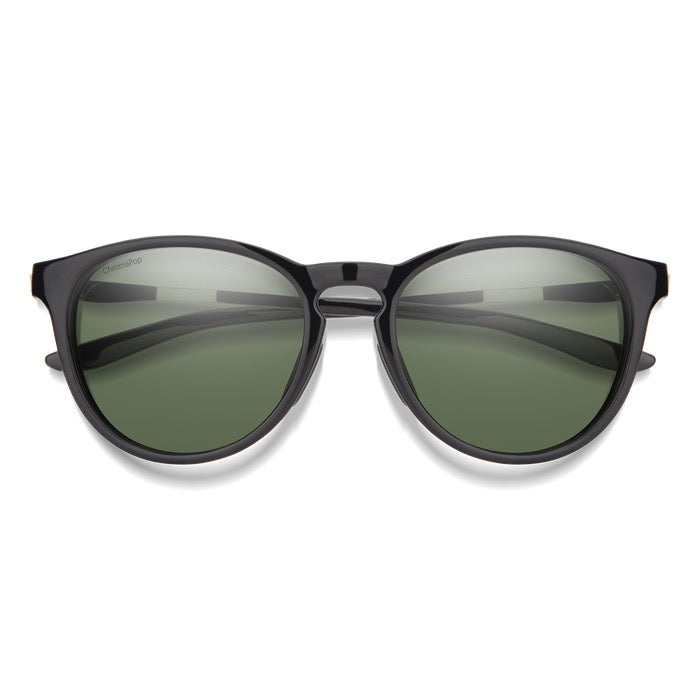 Smith Wander Sunglasses - Black + ChromaPop Polarized Gray Green Lens, Front View