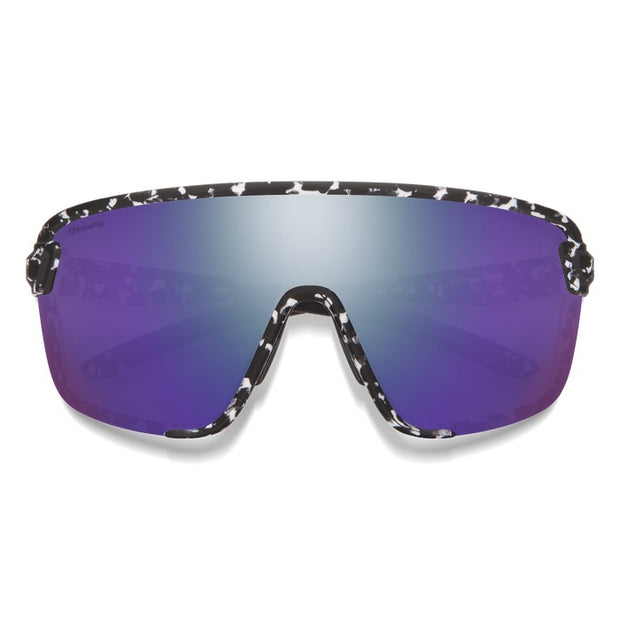 Smith Bobcat Sunglasses - Matte Black Marble + ChromaPop Violet Mirror, Front View