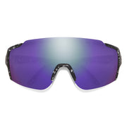 Smith Flywheel Sunglasses, Matte Black Marble + ChromaPop Violet Mirror Lens, Front View