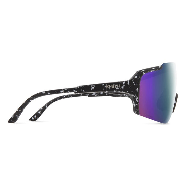 Smith Flywheel Sunglasses, Matte Black Marble + ChromaPop Violet Mirror Lens, Side View