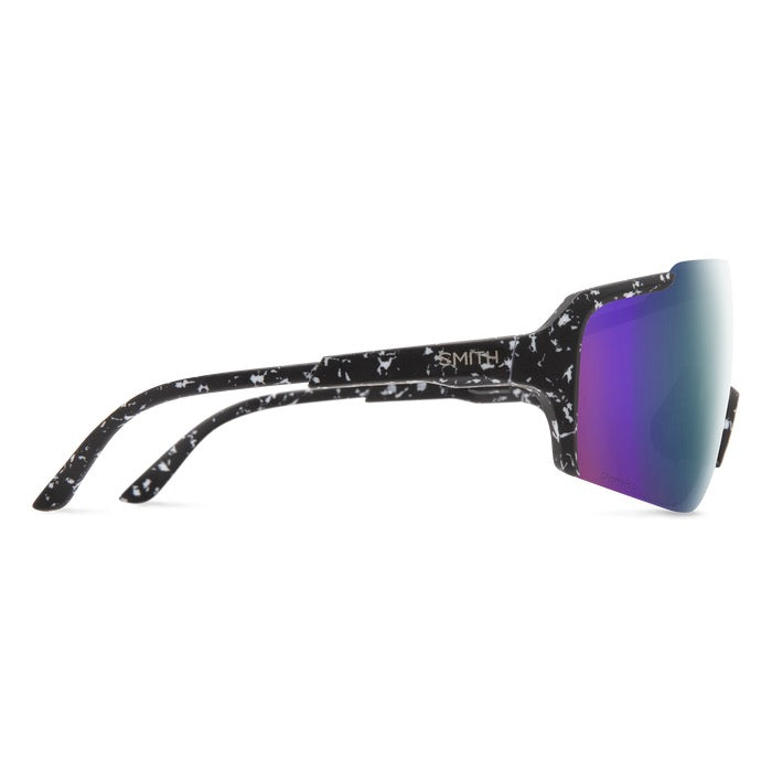 Smith Flywheel Sunglasses, Matte Black Marble + ChromaPop Violet Mirror Lens, Side View