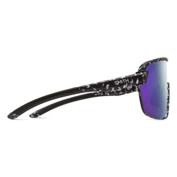 Smith Bobcat Sunglasses - Matte Black Marble + ChromaPop Violet Mirror, Side View