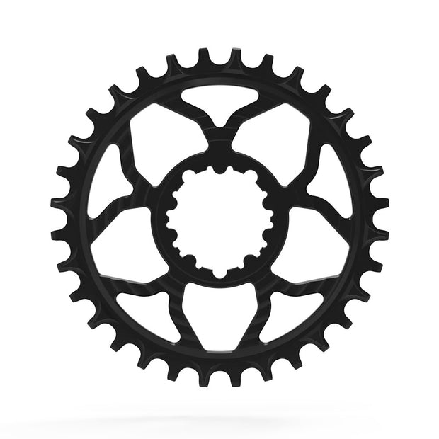 5DEV 7075 Classic Direct Mount Chainring, 32t, black, full view. 
