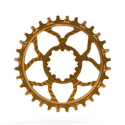5DEV 7075 Classic Direct Mount Chainring, 34t, Kashima, full view. 