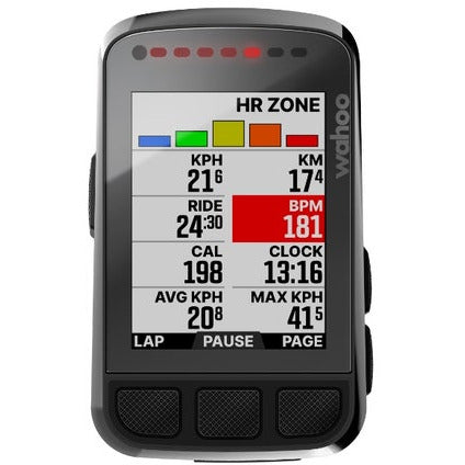 Wahoo Element Bolt V2 GPS Cycling Computer, HR Zone screen view.