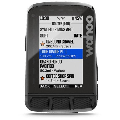 Wahoo ELEMNT ROAM V2 Cycling Computer, route screen view.