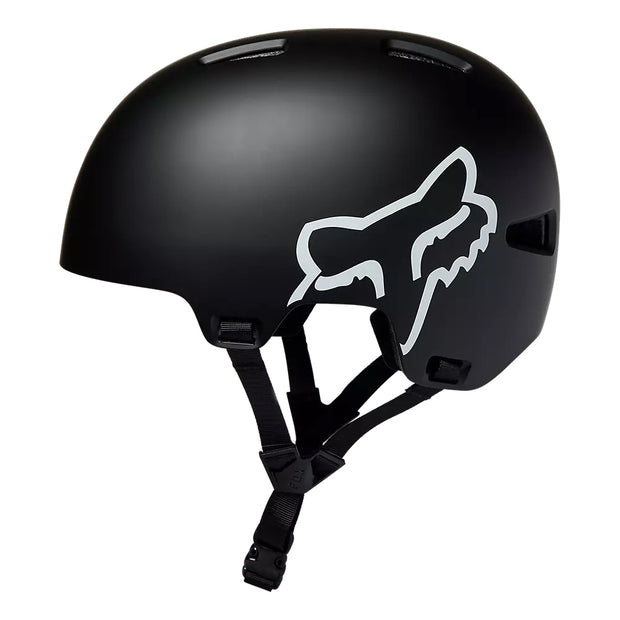 Fox Flight Mountain Bike Helmet, youth, black, left-side view.