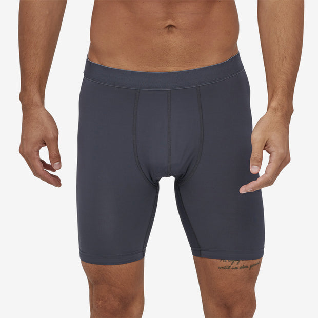 Patagonia Nether Bike Liner Short - 7", Smolder Blue, Front view on a model