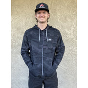 Path Hoodie black camo full view with male model