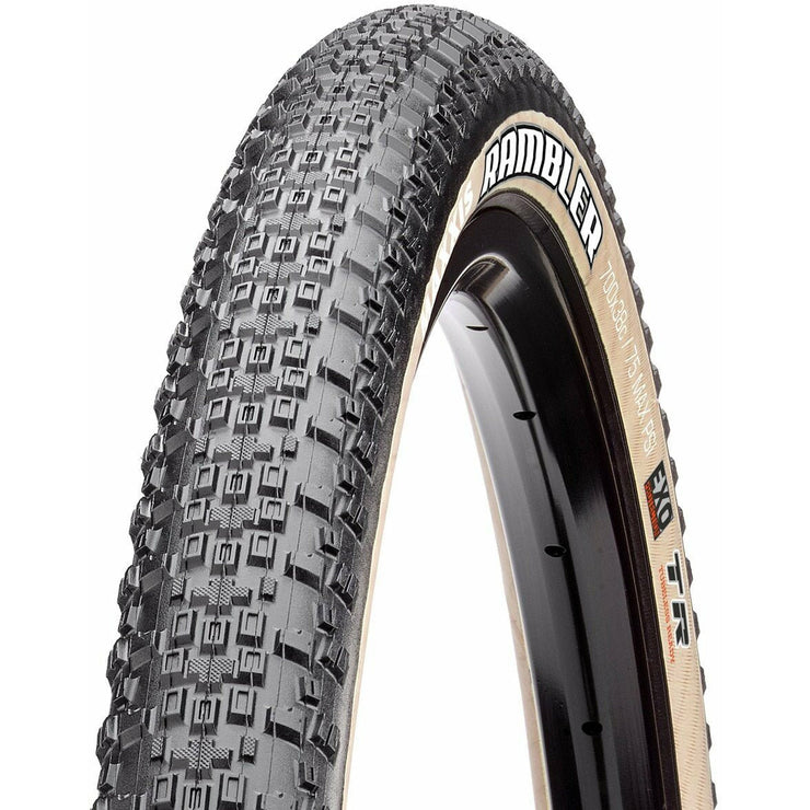 Maxxis Rambler Tire - 700 x 38, Tubeless, Folding, Black/Dark Tan, Dual, EXO, Gravel Bike Tire, Full View