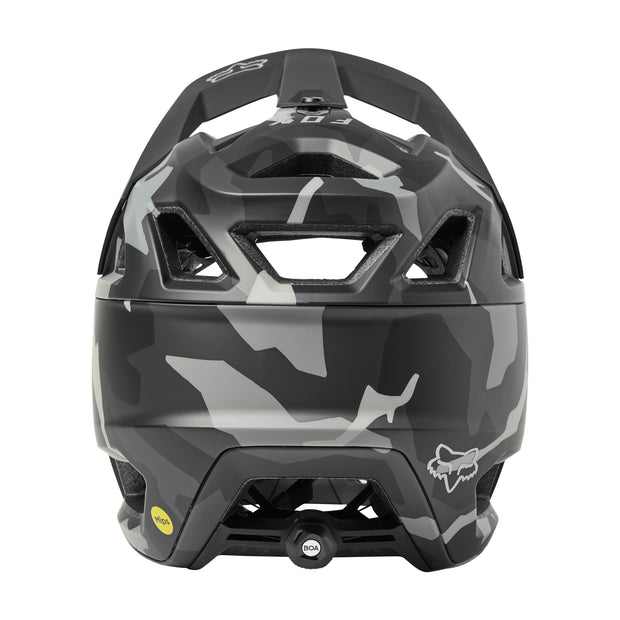 FOX PROFRAME RS MHDRN full-face helmet, black camo, back view