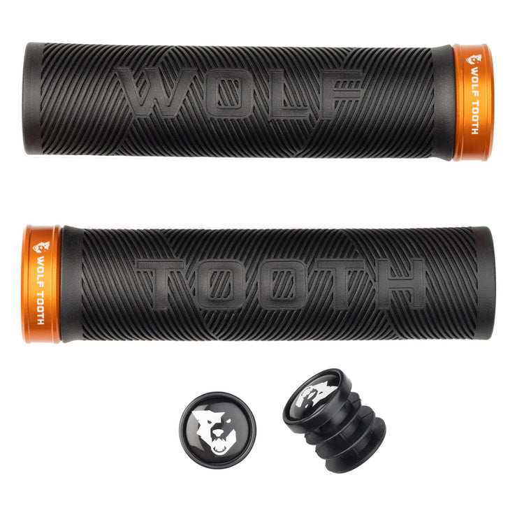 Wolf Tooth Components Echo Grip, orange, full view.