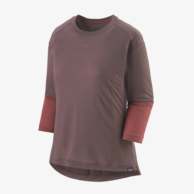 Patagonia Women's Merino 3/4-Sleeved Bike Jersey, dusky brown, full view.