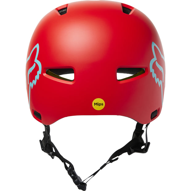 Fox Flight Mountain Bike Helmet, youth, red, back view.