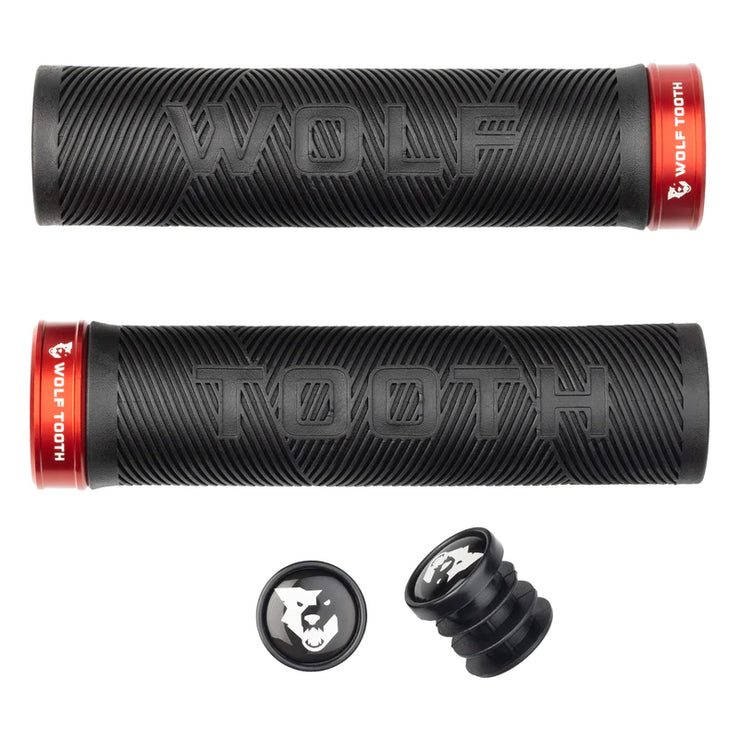 Wolf Tooth Components Echo Grip, red, full view.
