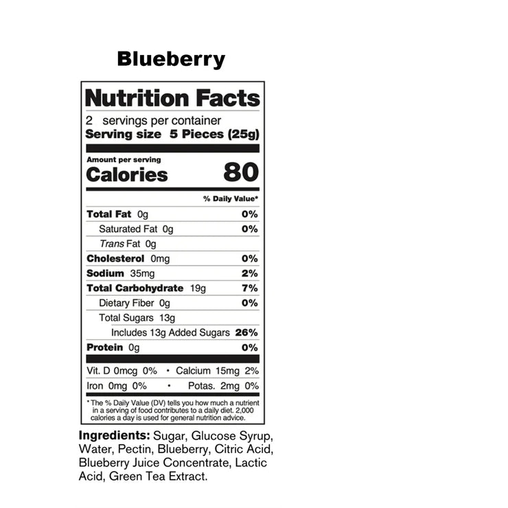 Skratch Labs Energy Chews, blueberry, nutrition information.