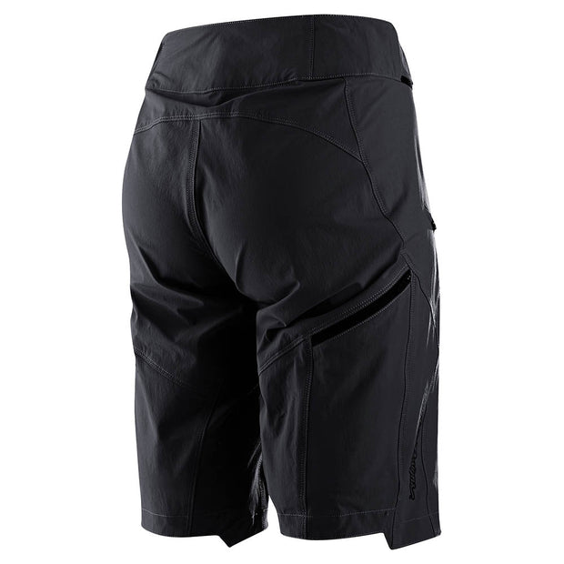 Troy Lee Designs Women's Lilium Short w/ Liner, solid black, back view.